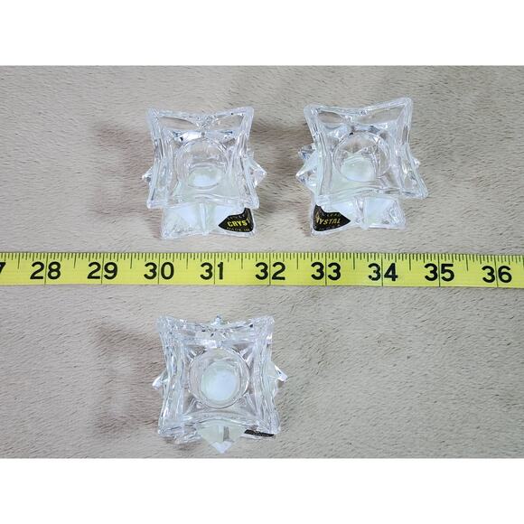 Crystal Clear Candle Holder Votive 24% Lead Crystal Pointed Star 2" x 2" USA x3 - Picture 13 of 13
